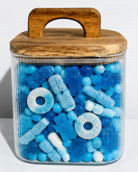 Pot hermétique en verre 400 gr de bonbons bleu
