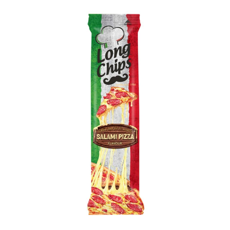 Long chips pizza salami