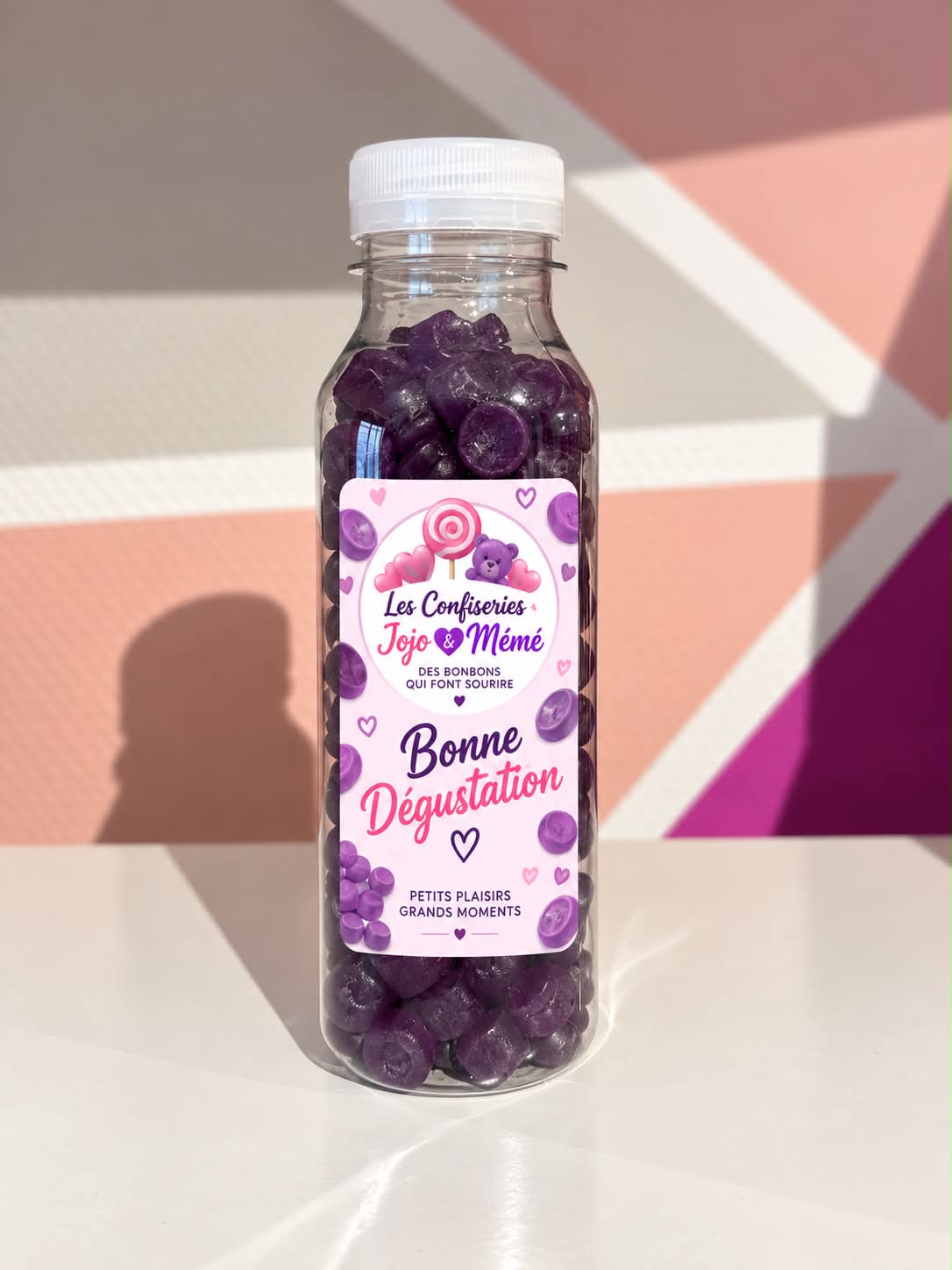 Bouteille plastique 200 gr violette gomme