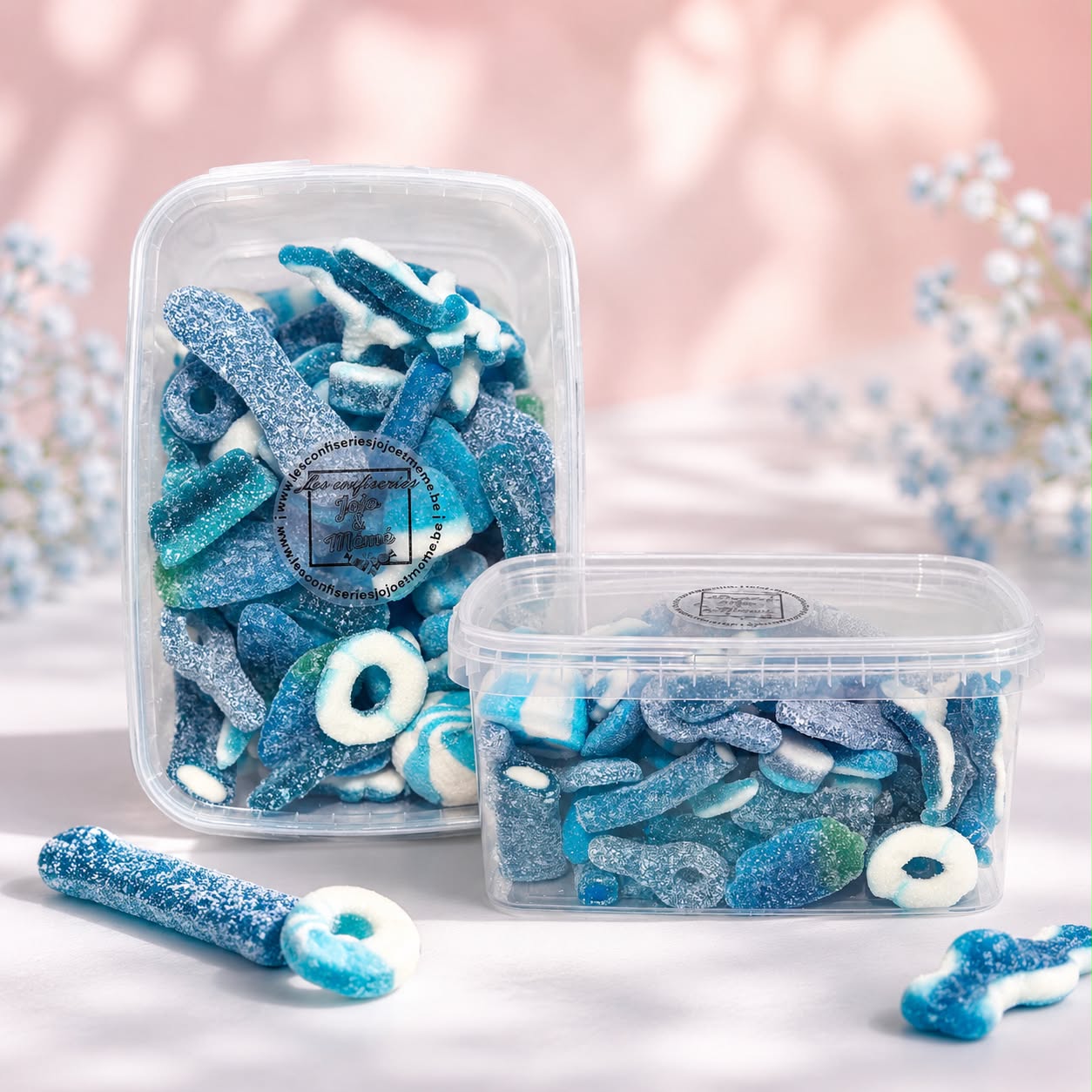 Boîte hermétique plastique 800 gr de bonbon bleu sucré / acide