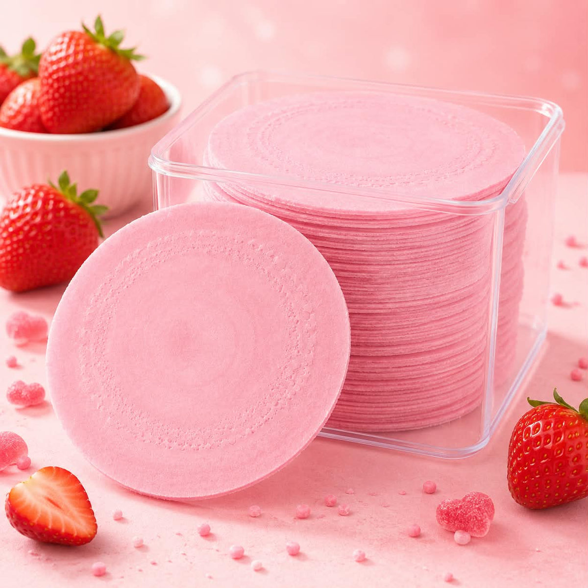 Gaufrette fraise ronde 5 pc style gaufrette des glaces