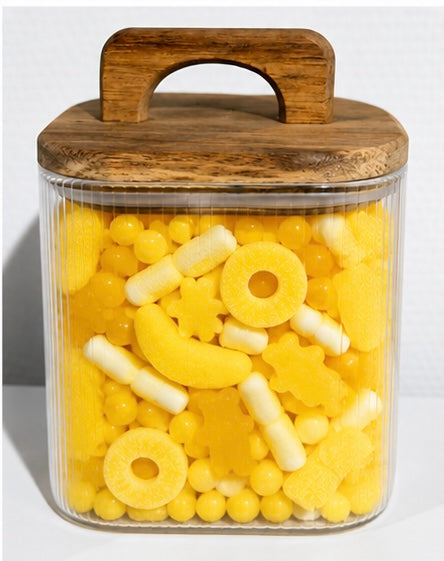 Pot hermétique en verre 400 gr de bonbons jaune