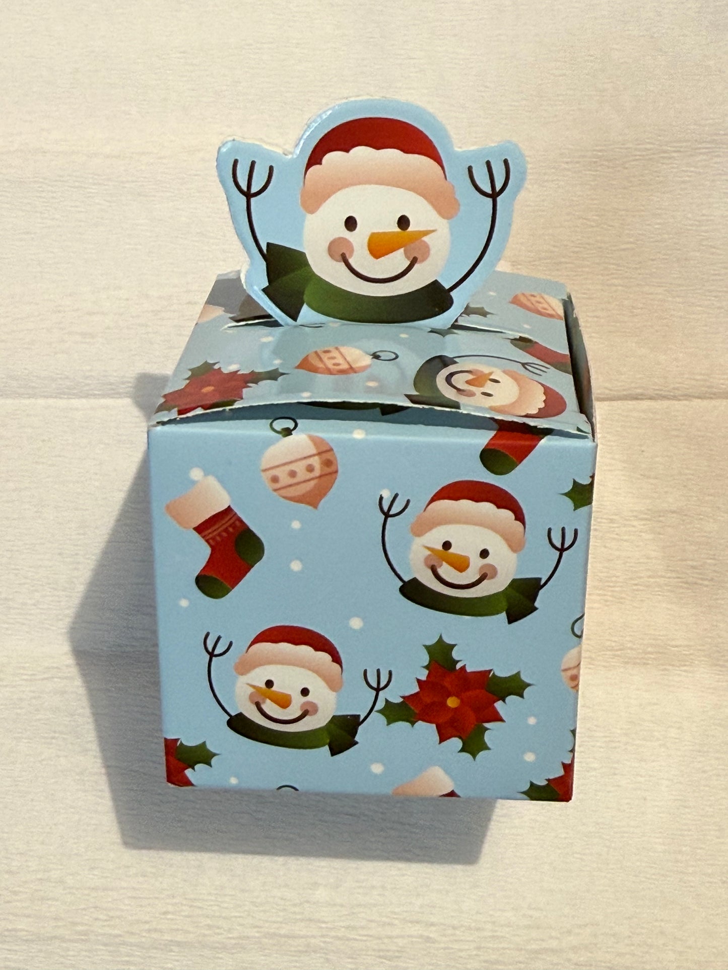 Mini boîte bonhomme de neige bleu 50 gr