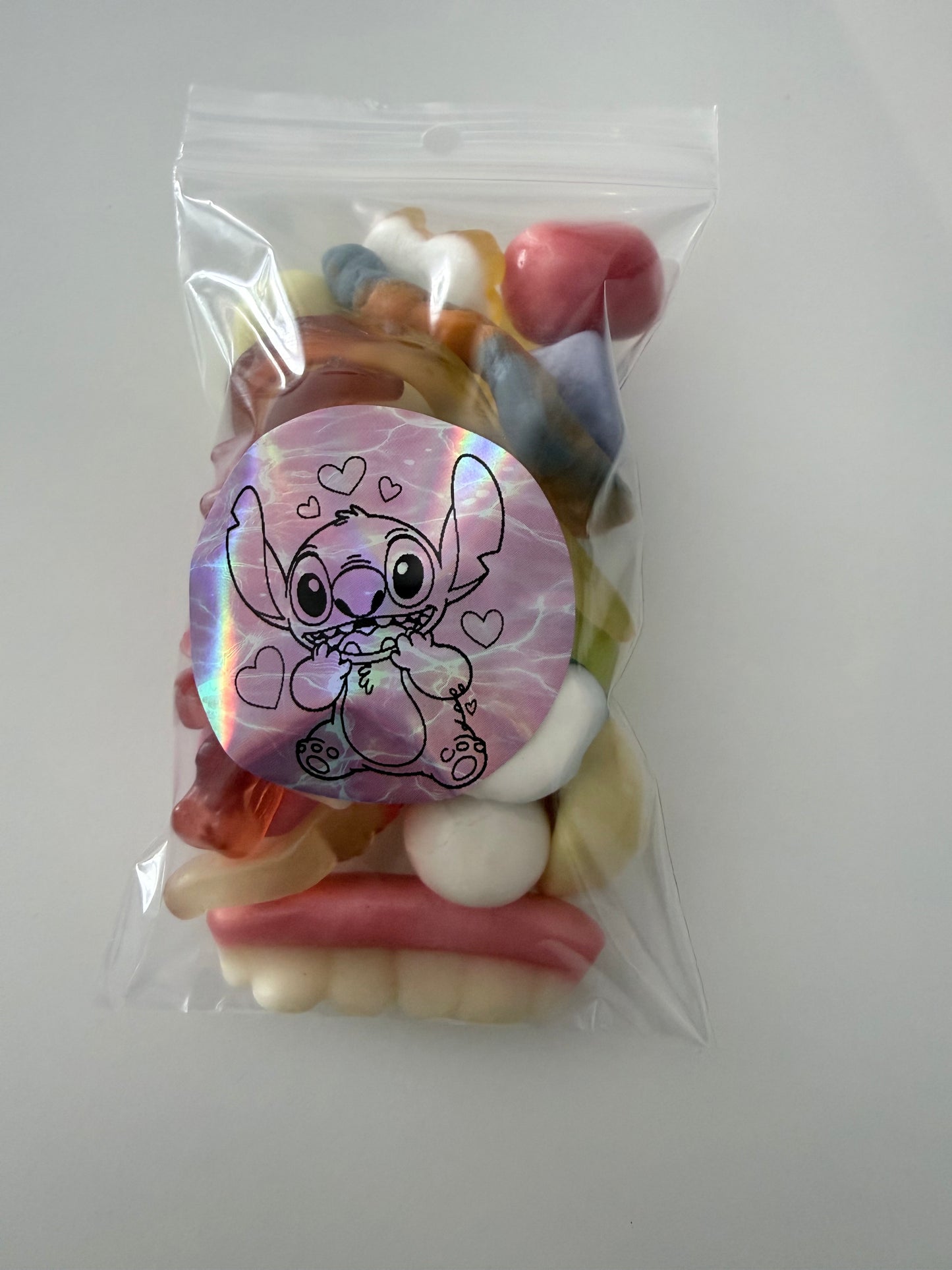 Sachet stitch rose cœur 100 gr bonbons mélange