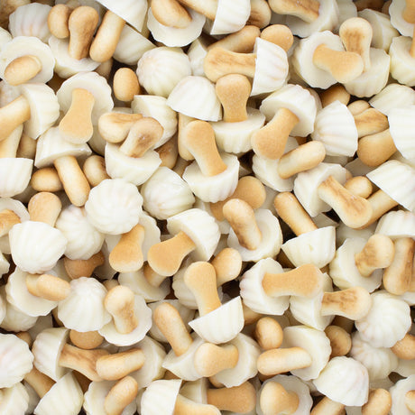 Champignon biscuit chocolat blanc 100 gr (+\-25 pc)