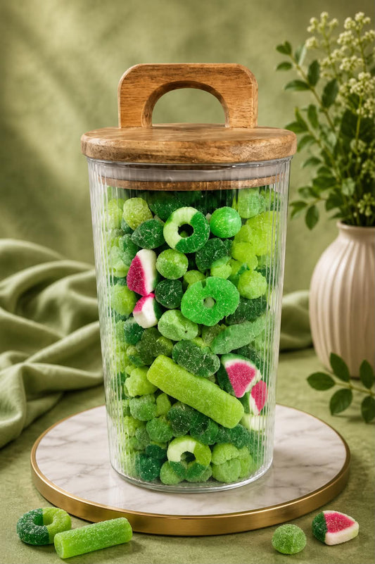 Pot hermétique en verre 700 gr de bonbons vert