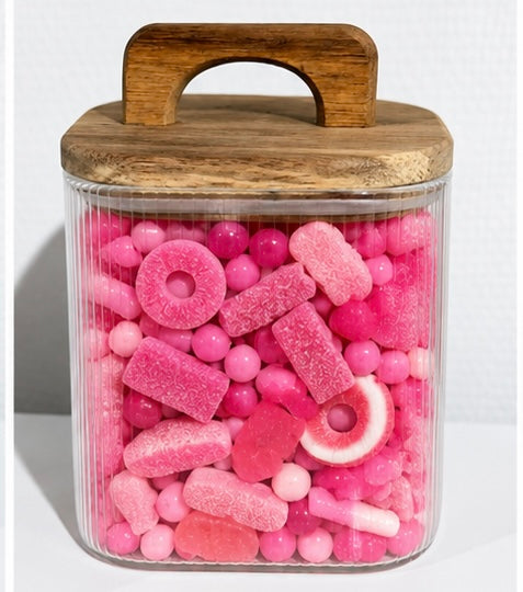 Pot hermétique en verre 400 gr de bonbons rose