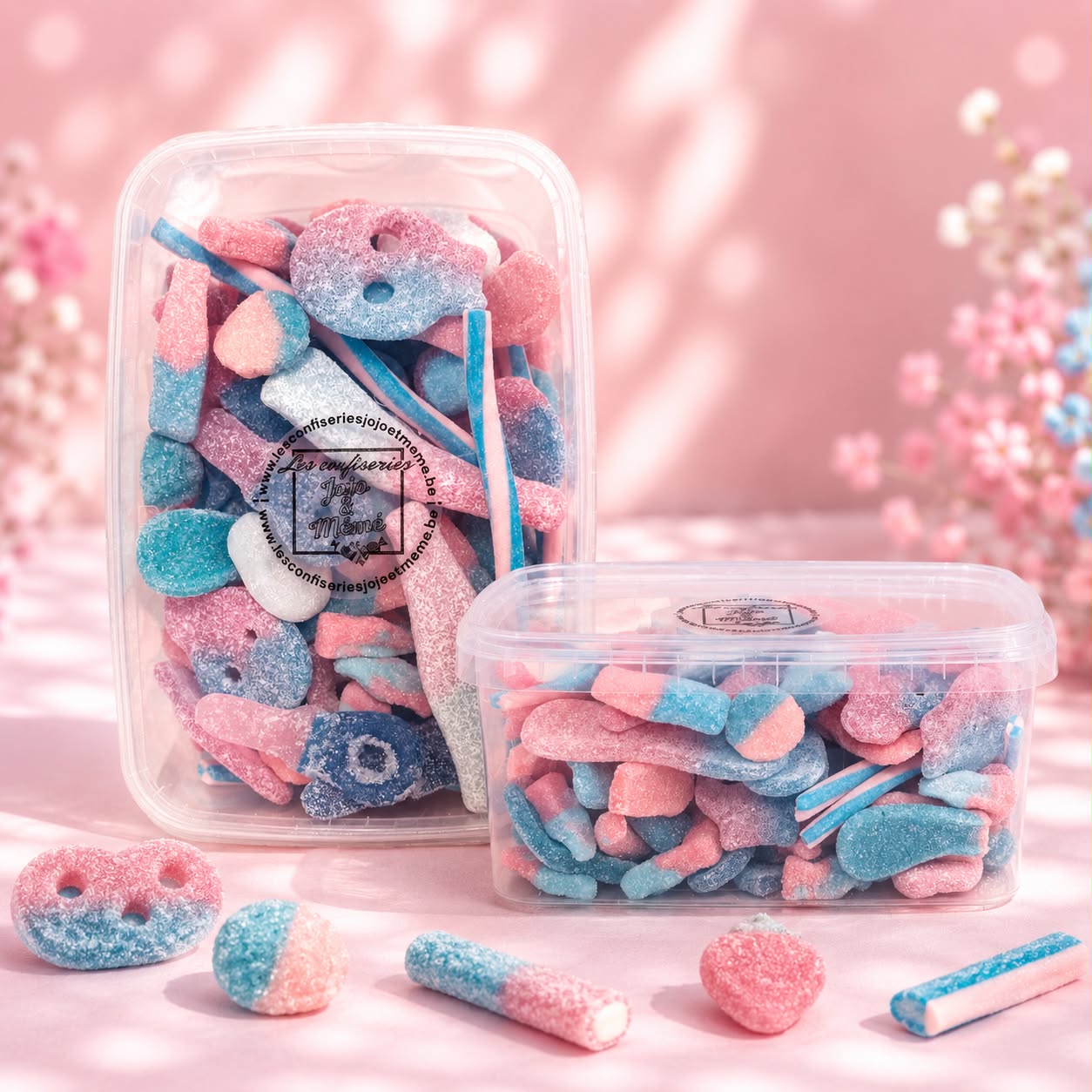 Boîte hermétique plastique 800 gr de bonbon Bubble gum acide / sucré