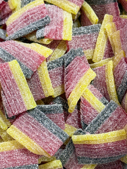 Mini tapis noir jaune rouge haribo 100 gr cerise cola citron