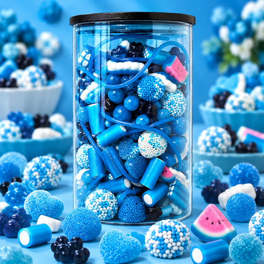 Bocal en verre hermétique bonbons bleu 1 kg si choix d’une autre couleur indiquer le en commentaire