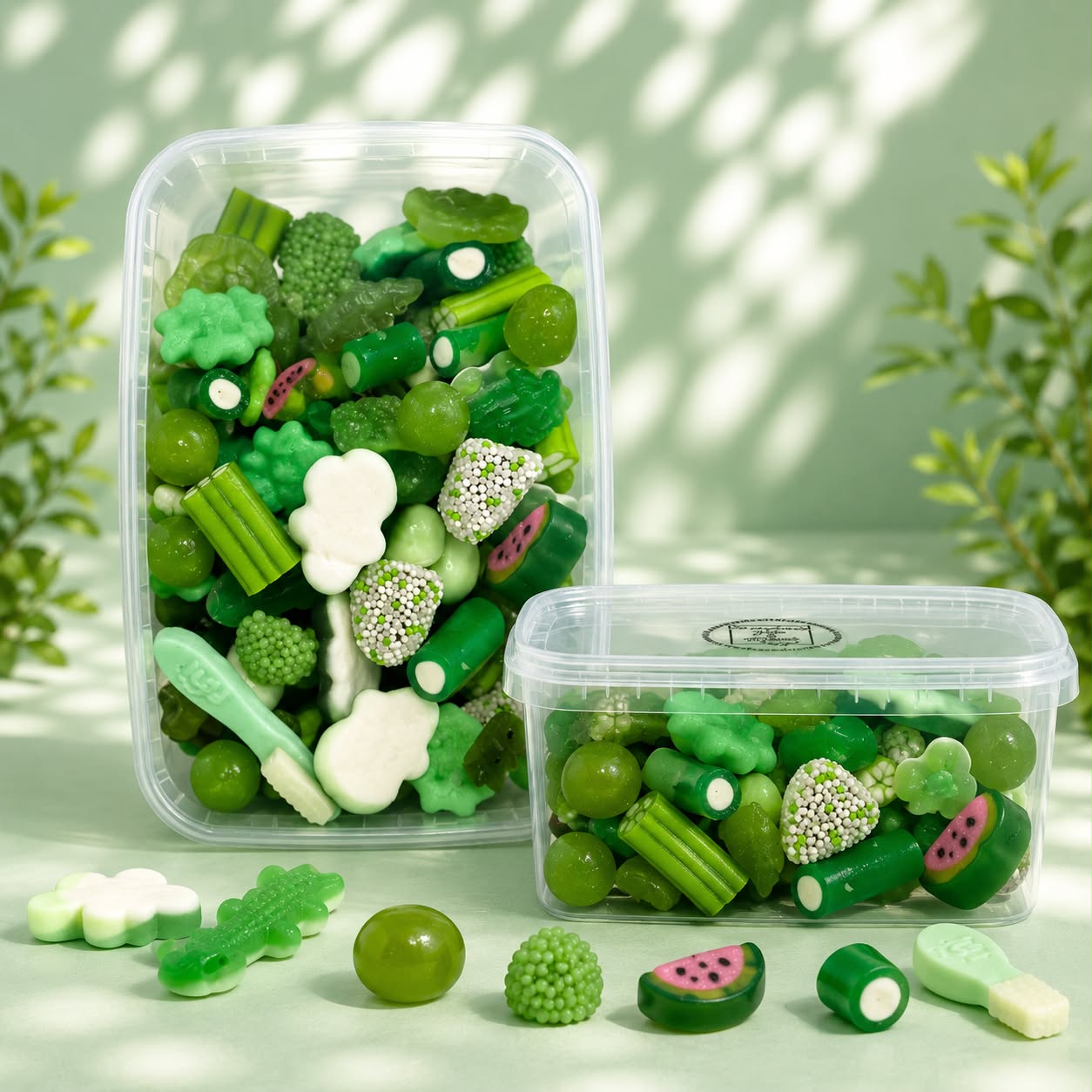 Boîte hermétique plastique 800 gr bonbon lisse vert