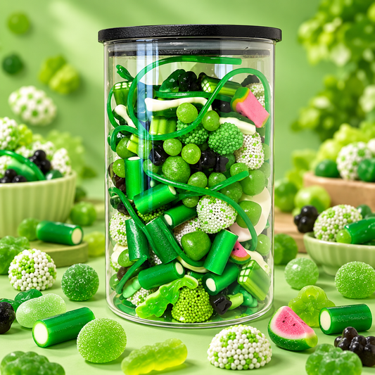Bocal en verre hermétique bonbons vert 1 kg si choix d’une autre couleur indiquer le en commentaire