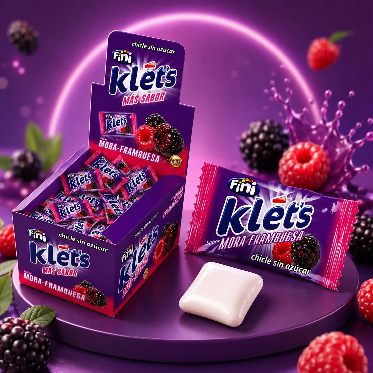 Chewing gum framboise & mûre sans sucre 10 pc