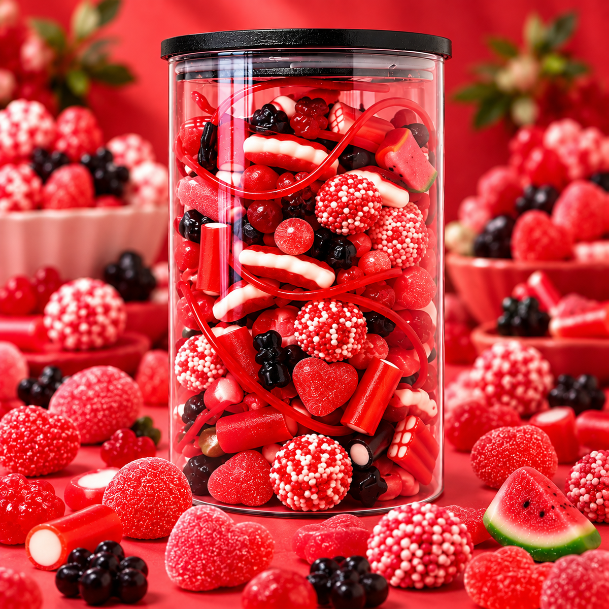 Bocal en verre hermétique bonbons  rouge 1 kg si choix d’une autre couleur indiquer le en commentaire