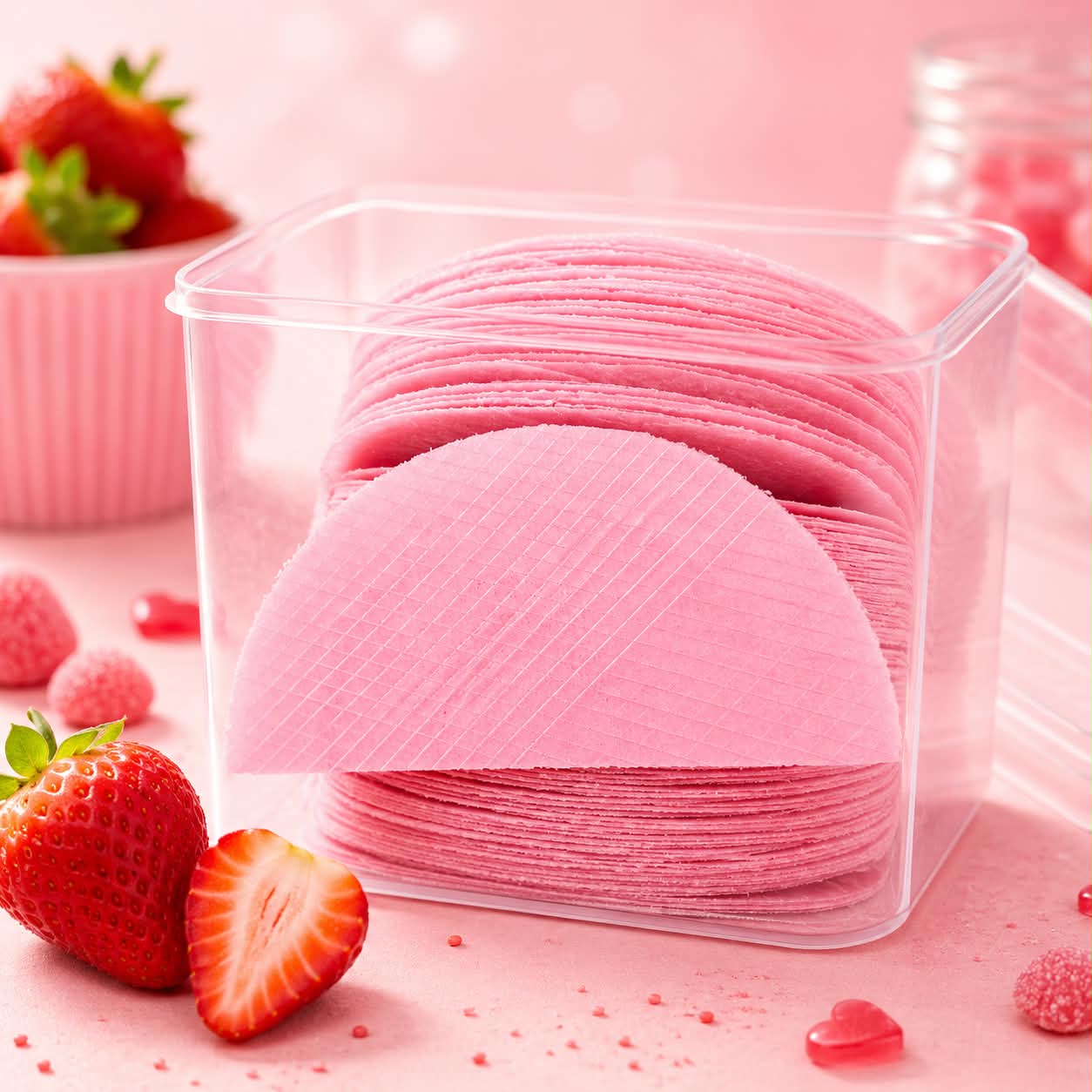Gaufrette éventail fraise 5 pièces