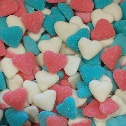 Cœur bleu blanc rose sucré 100 gr