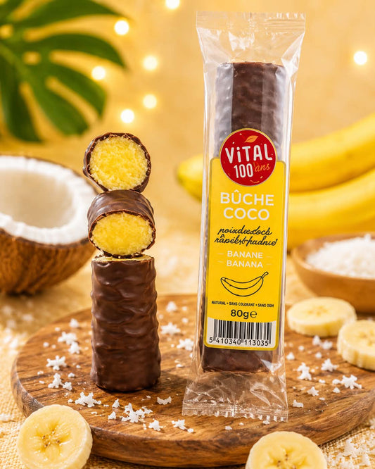 Bûche coco banane chocolat noir 1 pc
