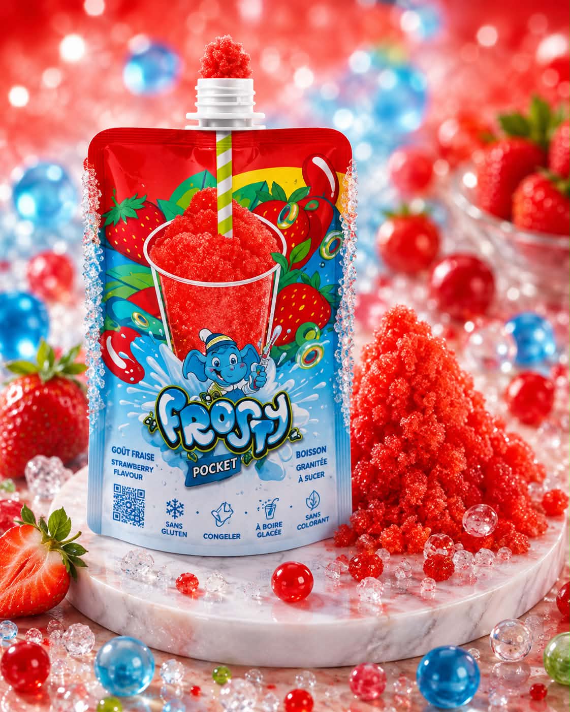 Granita pocket fraise à congeler 150 gr