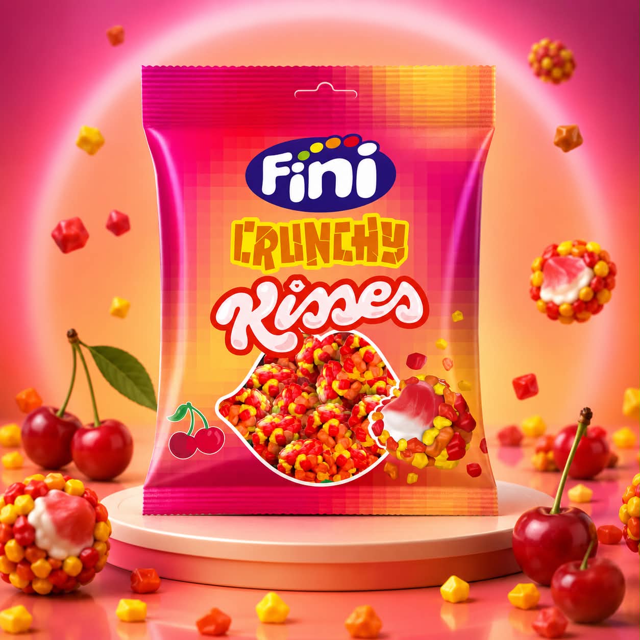 crunchy kisses passion goût cerise sachet de 75 gr