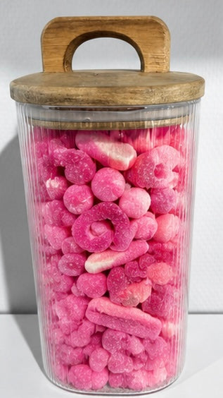 Pot hermétique en verre 700 gr de bonbons rose