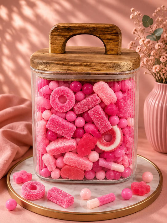 Pot hermétique en verre 400 gr de bonbons rose