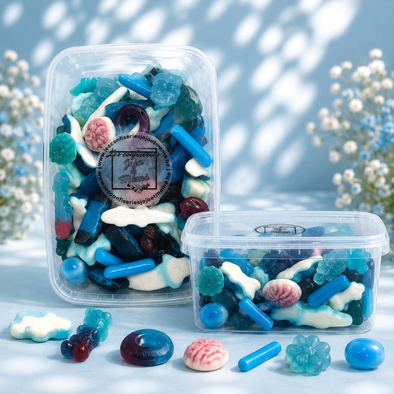 Boîte hermétique plastique 800 gr de bonbon lisse bleu