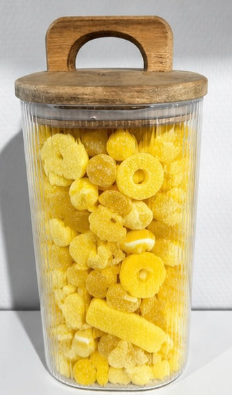Pot hermétique en verre 700 gr de bonbons jaune