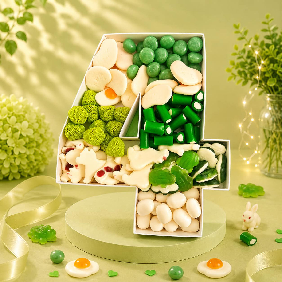 Chiffre 4 avec 700 gr de bonbons choix de couleurs ou bonbons ( mettre en commentaire ou mail )