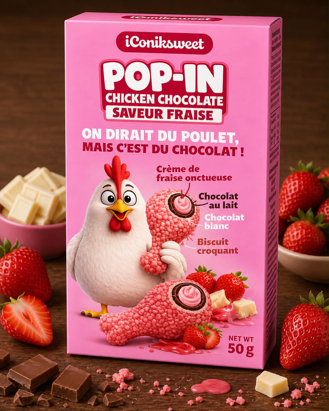 Pop in chicken chocolat fraise 1 pc