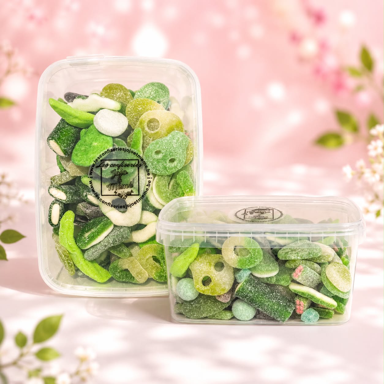 Boîte hermétique plastique 800 gr de bonbon vert acide / sucré