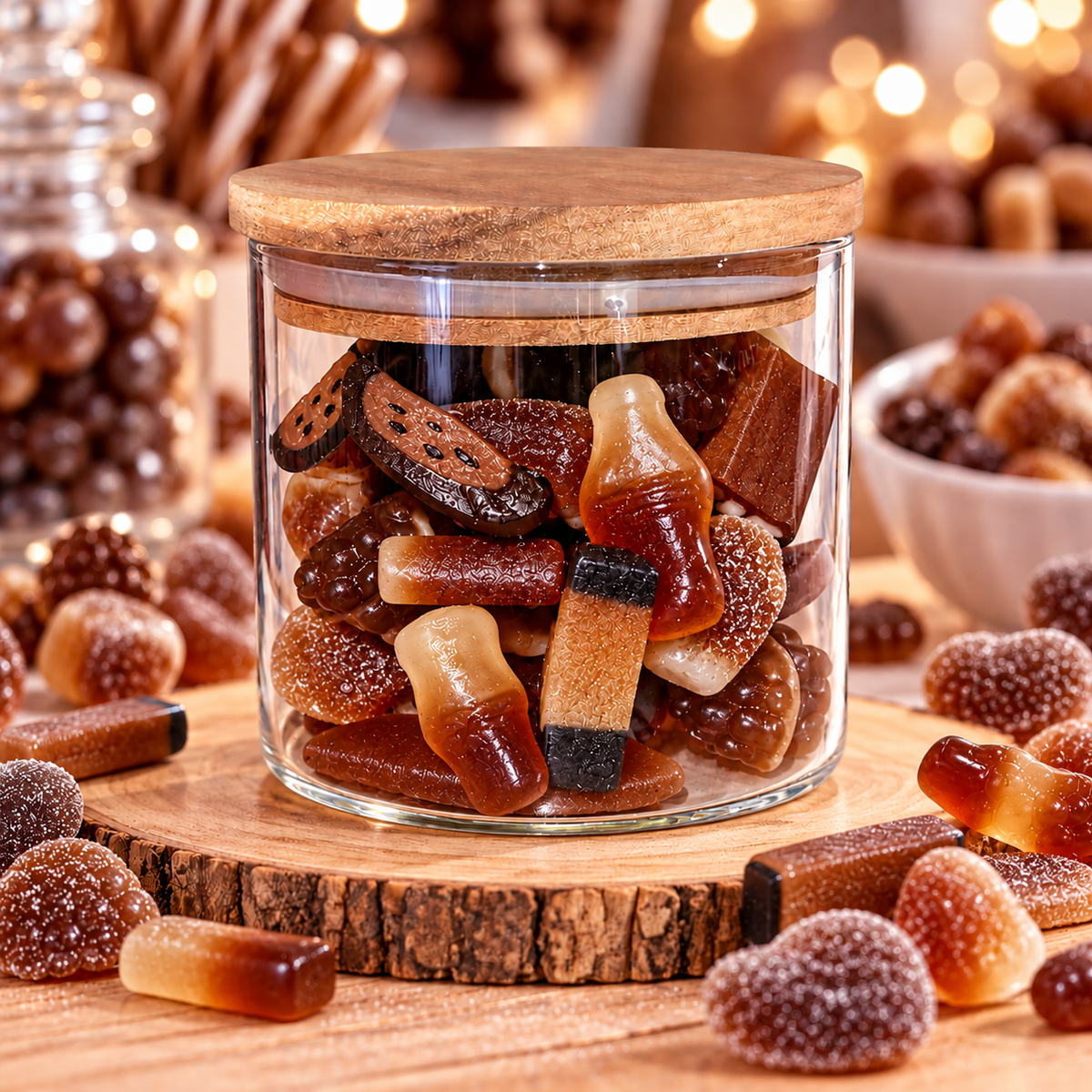 Bocal en verre hermétique bonbons coca  250 gr si choix d’une autre couleur indiquer le en commentaire