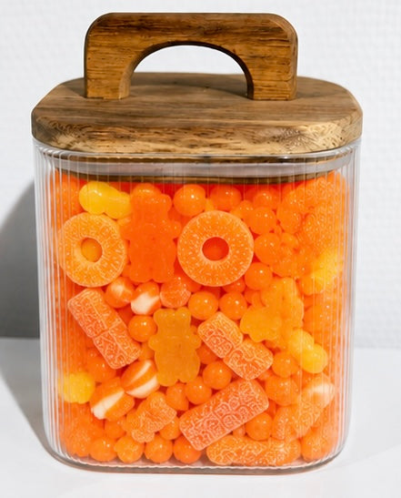 Pot hermétique en verre 400 gr de bonbons orange