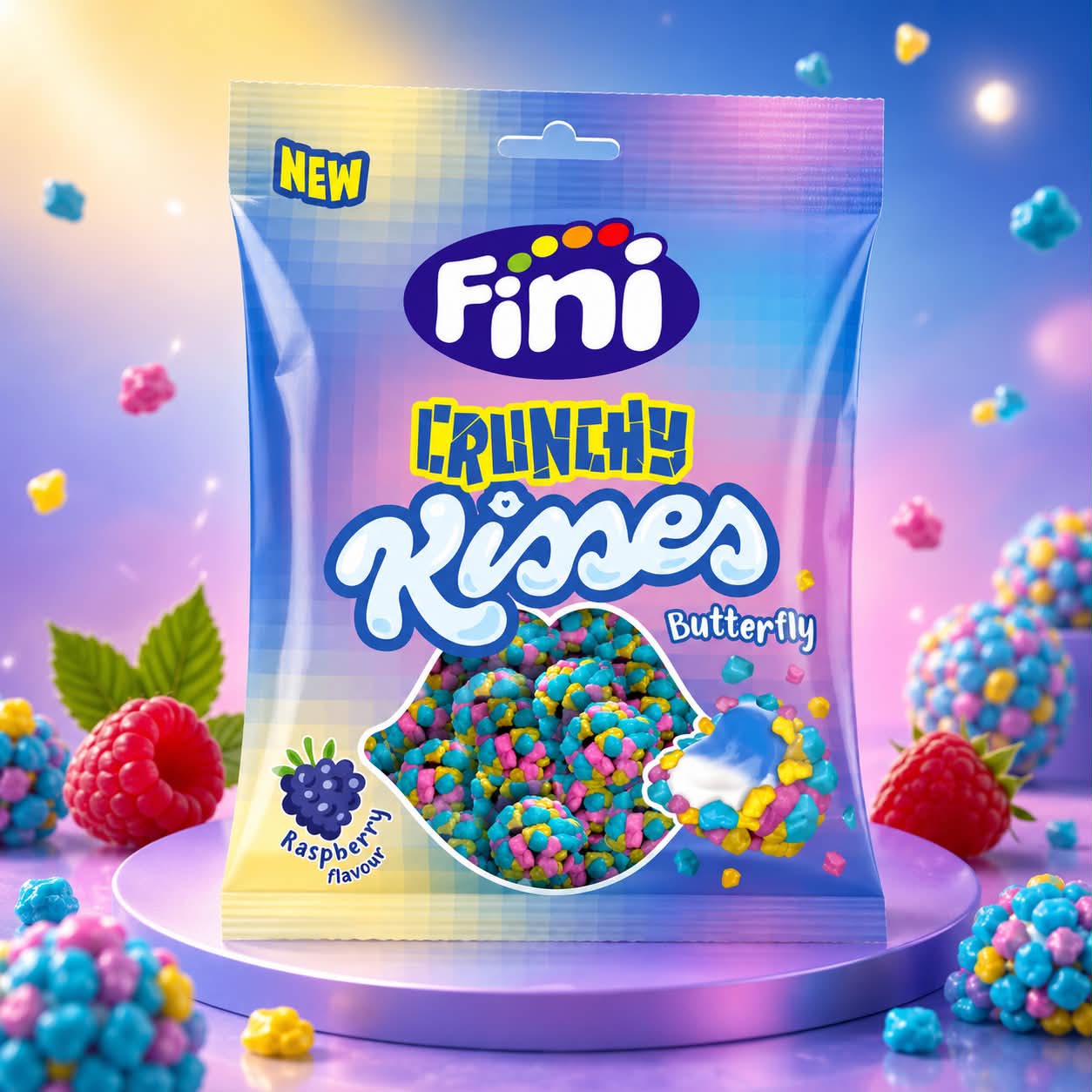 crunchy kisses butterfly goût framboise sachet de 75 gr