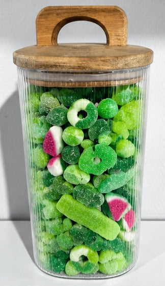 Pot hermétique en verre 700 gr de bonbons vert