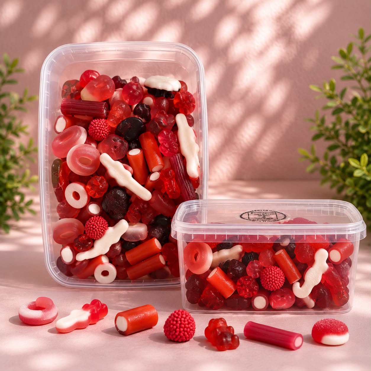 Boîte hermétique plastique 800 gr de bonbon lisse rouge