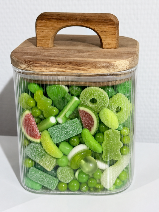 Pot hermétique en verre 400 gr de bonbons vert