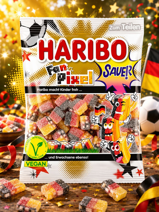 Sachet pixel noir jaune rouge cerise cola citron 160 gr