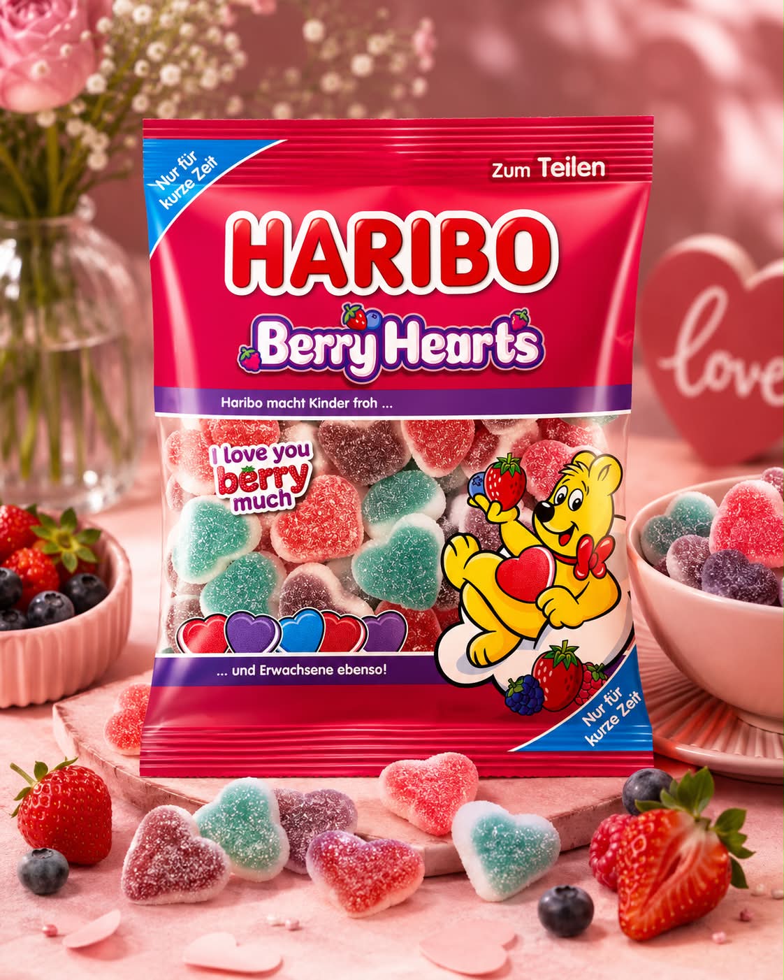Sachet cœur berry haribo 160 gr