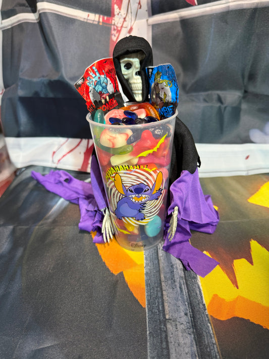 À. Gobelet Halloween stitch blanc 400 gr de bonbons