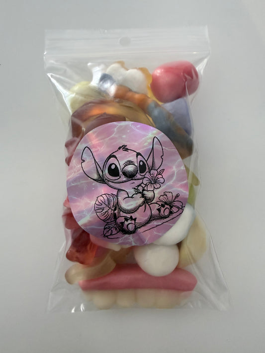 Sachet stitch rose fleurs 100 gr bonbons mélange