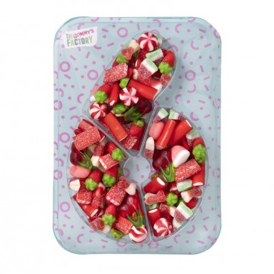 Chiffre 6 bonbons vert rouge 500 gr pas modifiable niveau bonbons